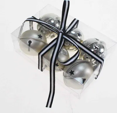 Produktbild von 6 Glöckchen Metall 4cm mini Glocke Schelle Weihnachtshänger silber matt und glänzend