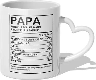 Produktbild von 22Feels Papa Geschenk Vatertag Vater Tasse Geburtstag Kaffeetasse Männer Weihnachten Haferl Von Tochter Sohn (Herzhenkel Weiss)