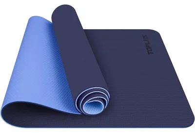 Produktbild von Gymnastikmatte Gepolstert & Rutschfest mit Tragegurt Blau 0,6 cm TPE