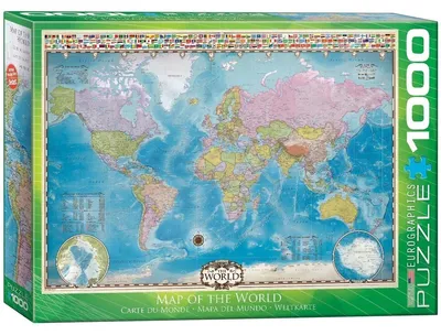 Produktbild von Eurographics Map of the World 1000pcs, 1000 Stück(e), Landkarten