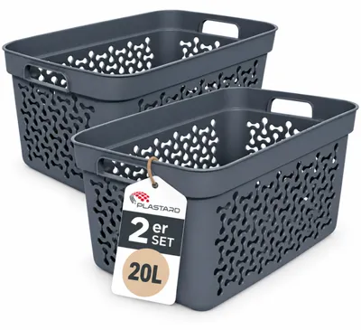Produktbild von Plastard Wäschekorb 2er Set 20 Liter Blau aus Kunststoff mit Griffen