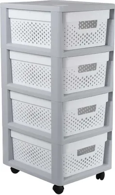 Obrázok produktu pre Curver Infinity Regál na kolieskach 4X11L Ažurový sivý/biely