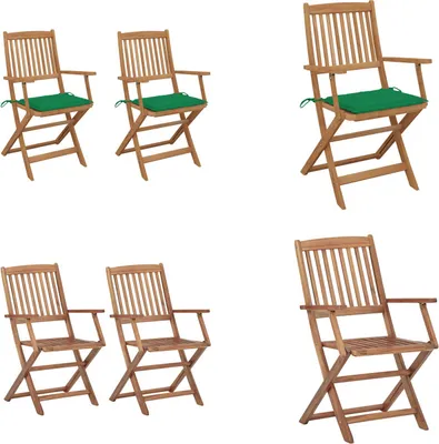 Immagine prodotto di vidaXL Sedie da giardino pieghevoli 2 pezzi con cuscino in legno massiccio di acacia - sedia da giardino - sedie da giardino - poltrona da giardino - sedia pieghevole
