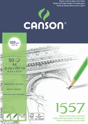 Obrázek produktu pro Canson Pad 1557 Sketching Skicář 50 A4 120 g