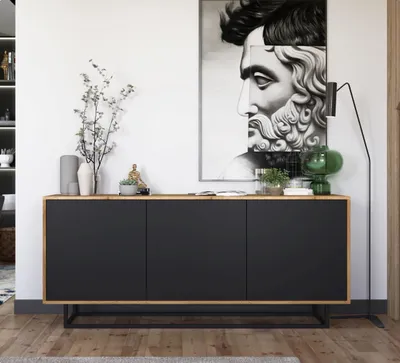 Produktbild von Komoda NILA 3D 168 dąb wotan/czarna mat