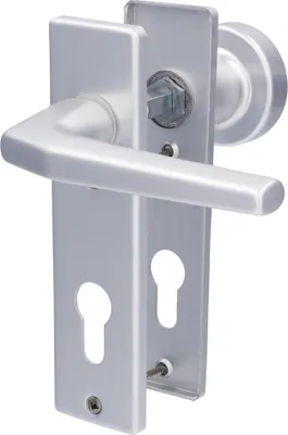 Produktbild von Alpertec PZ-Kurzschildgarnitur Drücker/Knopf Florence Aluminium F1 silber