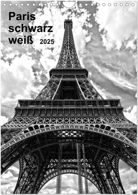 Produktbild von Paris schwarz weiß 2025 (Wandkalender 2025 DIN A4 hoch), CALVENDO Monatskalender