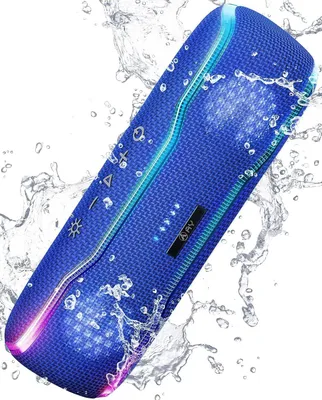 Produktbild von AY Bluetooth Lautsprecher, Musikbox, Tragbar, IPX7 Wasserdicht, Bunte Lichter, Satter Bass, Stereo-Pairing, Eingebautes Mikrofon, 24h Akku