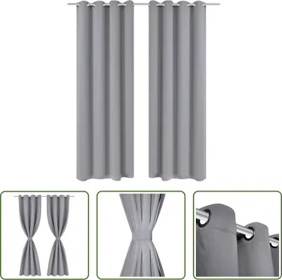 Immagine prodotto di The Living Store Tende oscuranti 2 pezzi con occhielli metallici 135 x 175 cm Grigio