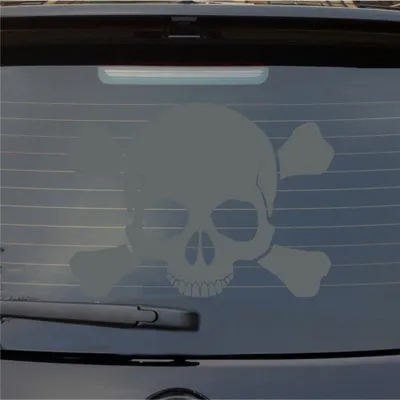 Produktbild von Heckscheibenaufkleber Totenkopf Skull Pirat Tod Car PKW 51x37 cm Grau Auto Aufkleber Sticker