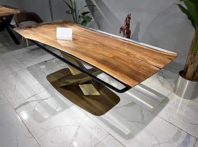 Image de Table de salle à manger Tables de conférence Table époxy bois brun
