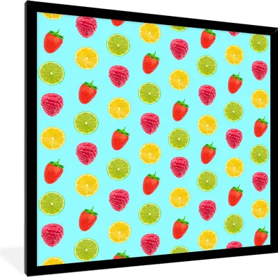 Produktbild von MuchoWow® MuchoWow® Gerahmtes Poster Obst - Muster - Farbe 40x40 cm - Poster mit zchwarzem Bilderrahmen - Mit Rahmen - Wanddekoration Schlafzimmer