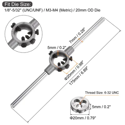 Produktbild von Schneideisen und Schneideisen Zubeh?r 20x5mm(M3-4)/6-32UNC, Runde Schneideisen Set, HSS Schneideisen Reparaturwerkzeug