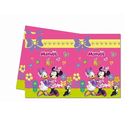 Obrázek produktu pro Procos 87865 - Párty ubrus Minnie Happy Helpers, velikost 120 x 180 cm, stíratelný, opakovaně použitelný, ubrus, dekorace, narozeniny, tematická párty