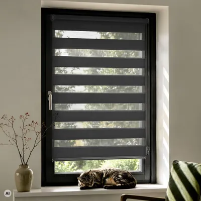 Produktbild von Doppelrollo Fenster ohne Bohren Zevra 95x160cm Dunkelgrau Dunkelgrau VICTORIA M