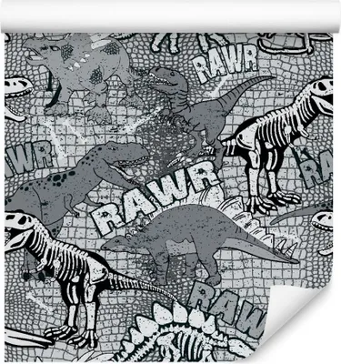 Zdjęcie produktu dla Tapeta Do Pokoju Młodzieżowego DINOZAURY Napisy dekoracja Ścienna z modnym efektem 3D
