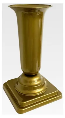 Produktbild von Grabvase in Gold, Grabschmuck aus Kunststoff mit Sockel