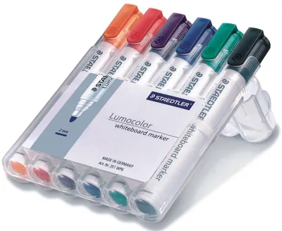 Image de 1 boîte de 6 marqueurs pour tableau blanc Lumocolor 351 WP6
