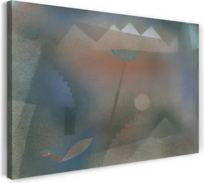 Produktbild von Leinwandbild (100x70cm): Paul Klee - Abwandernder Vogel (1926), echter Holz-Keilrahmen inkl. Aufhänger, handgefertigt in Deutschland