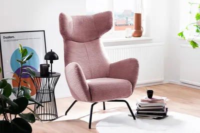 Produktbild von KAWOLA Sessel LOTTE Ohrensessel Cord rosa