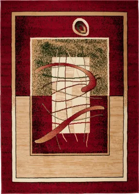 Image de Tapis Tapis ATLAS moderne rouge beige vert Salon 160 x 230 cm
