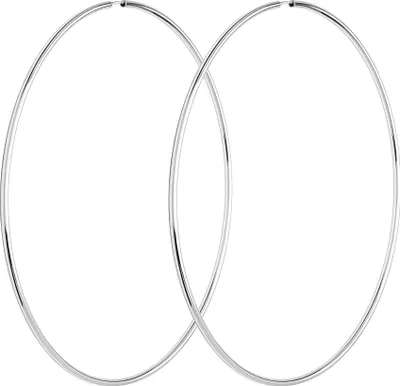 Produktbild von Paar 10cm Creole 925 Sterling Silber Ohrringe Ohrhänger GROß mit flex Verschluss