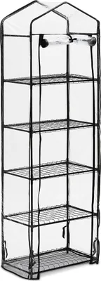 Zdjęcie produktu dla Szklarnia balkonowa Relaxdays, wymiary: 193 x 58 x 36 cm, 5 półek, stal i folia PVC, szklarnia foliowa, przezroczysta/czarna