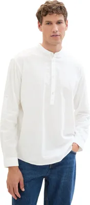 Image de Tom Tailor 1040158 Relaxed Coton Linen Chemise à manches longues Blanc S Homme Blanc S