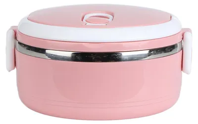 Produktbild von Thermo-Lunchbox, stapelbar, für warme Speisen, isoliert, rund, aus Edelstahl 304, versiegelte Behälter, einlagig, verdickt (Rosa)