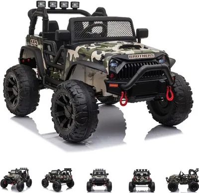 Produktbild von Kinderfahrzeug - Elektro Auto Offroad mit 24V Akku und 2x200W Motoren "Camouflage" 2,4Ghz+Ledersitz+EVA