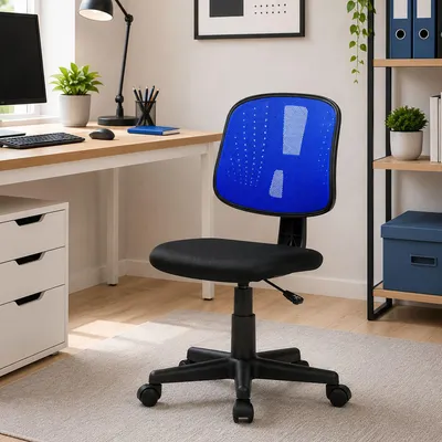 Image de Céphée - Chaise à Roulettes, bleue, Réglable
