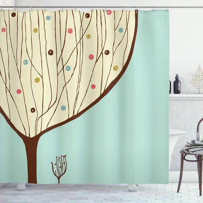 Produktbild von ABAKUHAUS Moderne Kunst Duschvorhang, Abstrakter Baum Geschmückt Minimalistischer Art Illustration, 175 x 180 cm, Mehrfarbig