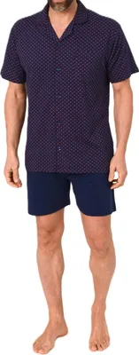 Produktbild von Normann Herren kurzarm Schlafanzug Shorty Pyjama zum durchknöpfen - auch in Übergrössen ; rot , 68