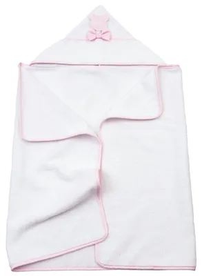 Immagine prodotto di Filet - Accappatoio per neonati, forma triangolare, realizzato in morbido cotone, disponibile in delicati colori rosa e bianco
