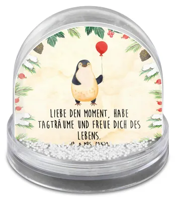 Produktbild von Mr. & Mrs. Panda Weihnachts Schneekugel Pinguin Luftballon - Naturpapier - Geschenk, Liebe, glitzerkugel, schnee kugel, Neustart, Große, kunststoff, Glück, Motivation