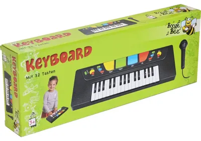 Produktbild von Boogie Bee Elektronisches Keyboard mit Mikrofon, Kinderinstrument, ca. 40x15x 5 cm, ab 3 Jahren