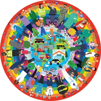 Produktbild von GIBSONS Rainbow Heroes Rundpuzzle 500 Teile