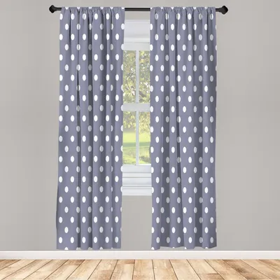 Produktbild von ABAKUHAUS Tupfen Vorhänge 2 Panel Set für Wohnzimmer Schlafzimmer Dekor, Classic Old Fashioned Wiederholte Kreise Runde Formen Retro Illustration, 150 cm x 225 cm, Ceil Blau