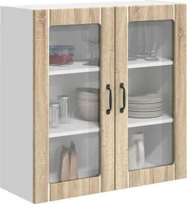 Obrázok produktu pre vidaXL Nástenná sklenená skriňa LUCCA v odtieni dub Sonoma, 80 x 31 x 80 cm