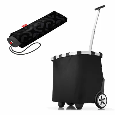 Produktbild von reisenthel carrycruiser mit umbrella pocket mini Set, Einkaufstrolley, Regenschirm, Black, 40 L, 2-tlg.