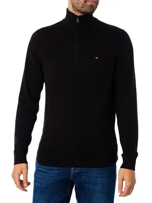 Produktbild von Tommy Hilfiger Herren Pima Organic Baumwolle Cashmere Zip Mock, Schwarz