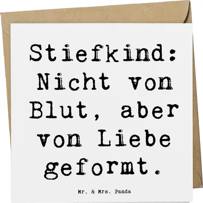 Produktbild von Mr. & Mrs. Panda Grußkarte Spruch Stiefkind von Liebe - Weiß - Geschenk, Klappkarte, Verwandte, Dankeschön, faltkarte, Anerkennung, Glückwunschkarte, Bindung, doppelkarte