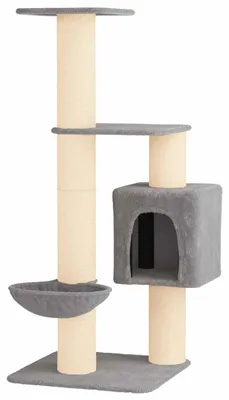 Obrázek produktu pro vidaXL Škrabadlo pro kočky se sisalovými sloupky, světle šedé, 137 cm