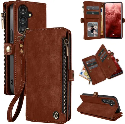 Produktbild von Handy Hülle für Samsung Galaxy A35 5G Geldbeutel Geldbörse RFID Schutz Klapphülle Cover Schutzhülle Wallet Farbe: Dunkelbraun