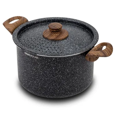 Obrázok produktu pre NAVA hrniec / panvica NATURE / pokrievka s funkciou sitka / granitový povrch 22 cm 5l pre indukčné plynové varné dosky