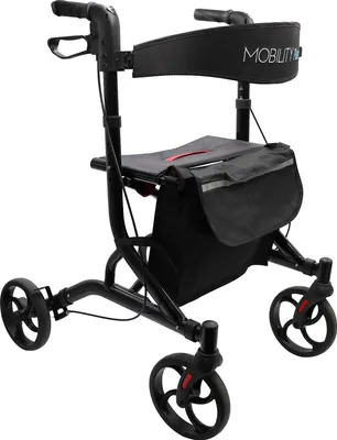 Produktbild von Leichtgewichtrollator LR10+ Schwarz - Gehhilfe faltbar & leicht - höhenverstellbarer Rollator von MOBILITY PLUS+