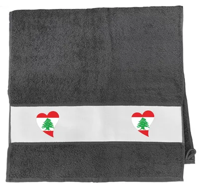 Produktbild von Huuraa Handtuch Libanon Flagge Herz 50x100cm Graphite Baumwolle Handtuch Geschenkidee