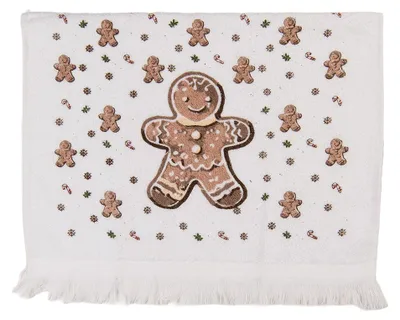 Produktbild von Clayre & Eef Gästehandtuch 40x66 cm Weiß Baumwolle