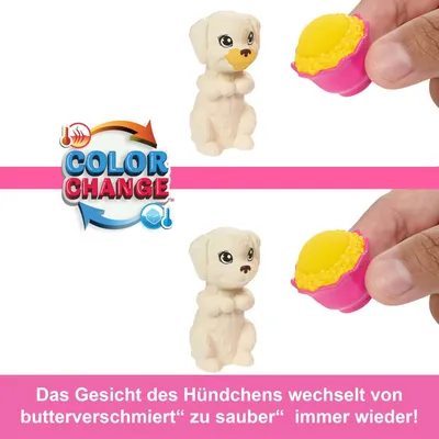 Produktbild von Barbie-Puppe und Welpen-Pyjama-Party-Spielset mit 2 Spielzeughunden (mehr als 10 Zubehörteile, Farbwechsel)