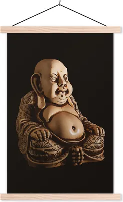 Produktbild von MuchoWow® Textilposter Buddhismus - Monnink - Spirituell 120x180 cm mit holzfarbenen Rahmen - Textil-Plakat